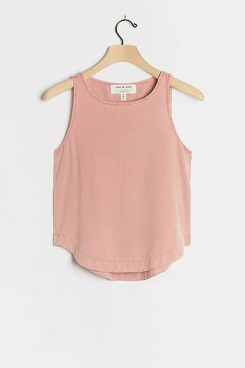 Anthropologie Tops - Anthropologie Cloth & Stone Tank Top Size Large Pink Scoop Sleeveless Side Snap